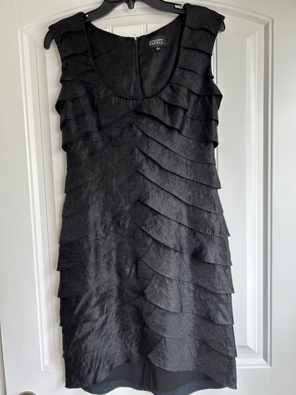 Adrianna Papell Black Layered Ruffle Shift Dress